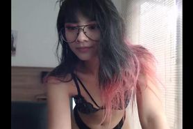 Super sexy asian teen girl in black lingerie