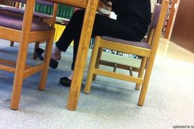 Candid Asian Library Shoeplay Feet Dangling Flats Pt 2