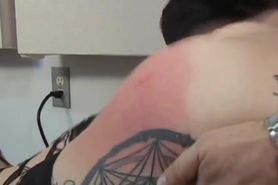 hot blonde with tattoos gets spanked otk