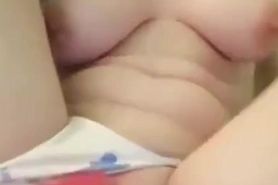 Cute girl masturbates with dildo