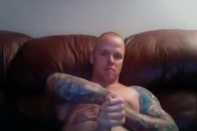 hot inked muscle guy cum