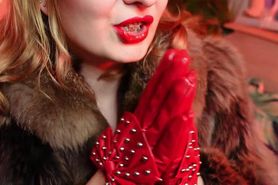 My New RED Leather GLOVES Close Up FETISH Video With Arya - ASMR Relax Sounding