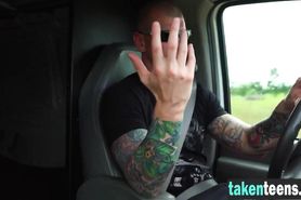 Teen hitchhiker Keely Jones picked up by tattooed stud deepthroated and fucked rough