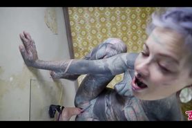 Tattooed model Anuskatzz masturbating with a big toy