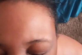 Ebony bbw freak sucks cock & facial shot