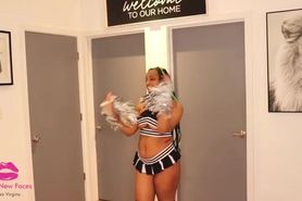 Ebony Cheerleader Khloekxxxng's Intense Lesson: Blowjob, Doggystyle, Swallow