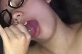 Cute College Bitch Blowing Two Men