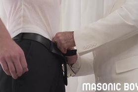 MasonicBoys - Smooth bottom boy receives older master’s seed