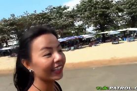 Sexy Thai girl picked up on the beach and fucked POV