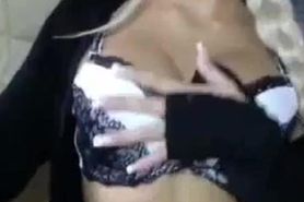 Busty Webcam Blonde Strips And Fingers