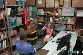 Brunette and blonde teen thieves getting banged by a security guy in his office