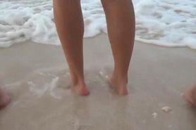 Sandy Footjob at the beach