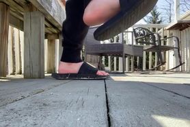 Candid feet slides