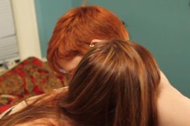 Slutty redhead lesbians cant get enough of licking each others snatch