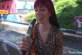 Thick redhead Yenifer Chacon is having sex in public