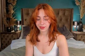 Super cute busty and booty redhead girl tease solo