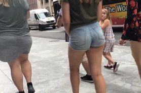 sexy blonde teen big butt in shorts