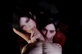 Resident Evil: Claire & Ada Threesome - Un censored 3D Animation