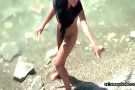 Stepmom Wades Naked In The Surf