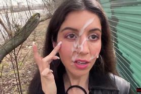 I want to walk through the park with cum on my face cum on my face - public cumwalk