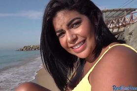 Curvy Latina gets pulled for outdoor sex in POV action porn