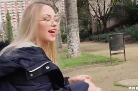 Blonde nerd loves public fucking