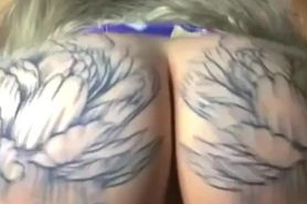 Tatted up white girl playing with pussy + twerk