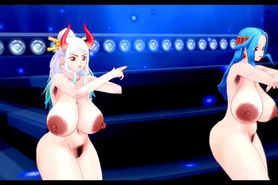 Iwara - one piece girls dancing totally naked. in concert