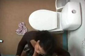 GloryHole in toilet for asian chick