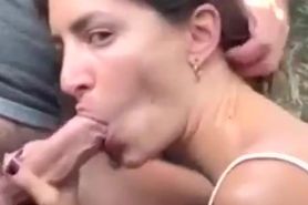 Horny MILF Gets Facial Outdoor