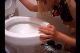 French slave licks toilet and pussy of her Mistress