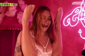 Two hot friends in a pink room masturbating hot with their toys