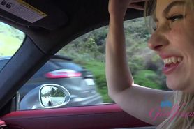 Aria Banks having fun on the beach and car play - pussy rubbed and road head