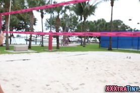 Volley ball teen rammed