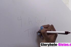 Cali Sweets sucking and fucking white dick through a glory hole