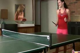 ping pong with mom and daughter