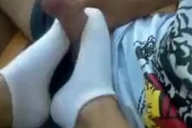 white ankle socks footjob