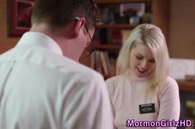 Mormon blonde takes cum