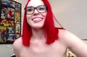 Red hair girl showing big boobs