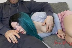 Sleeping on Brother's Lap Turns into Blowjob and Facial