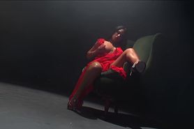 Jenaveve Jolie - slinky red dress solo play