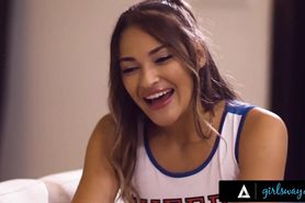 GIRLSWAY - Hot Cheerleader Massages Teammate After Practice! Both End Up Eating Each Other's Pussy