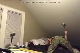 Soldier gives cream pie