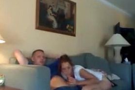 Slutty girl enjoys fucking on sofa