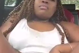 Chubby ebony black having fun in public