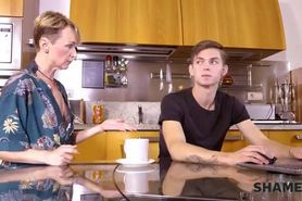 Russian blondie is going to get screwed by a younger dude