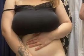 Cute chubby shows body in the fitting room