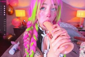 Teen cosplay dildo blowjob