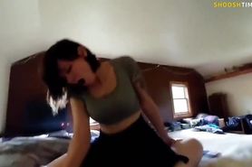 Hot amateur emo teen with perfect boobs riding like a champ