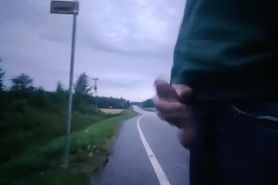 Masturbating next to road